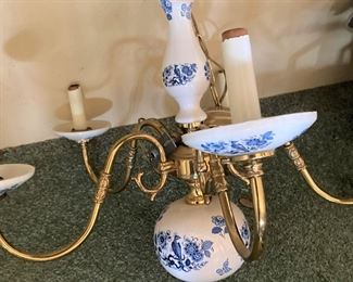 Blue & white light fixture