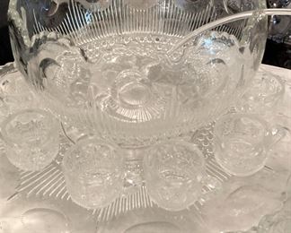 Exceptional punch bowl, cups, and underplate