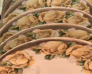 6 plates of vintage PM (Porzellanfabrik Moschendorf) Bavarian  china - "Yellow Rose" (1 plate- as is)