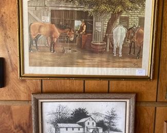 Stable picture by Artist John T. Frank; Old Mill picture by  Artist Randall Ogle