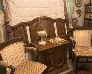 Another king headboard and frame; matching chairs