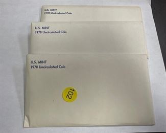  3 SETS OF U.S MINT 1978 UNCIRCULATED COINS