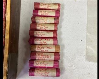  LOT OF 10 ROLLS OF VARIOUS PENNIES