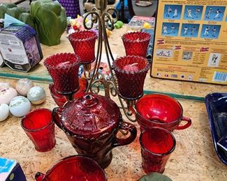  LOT OF RED GLASS ITEMS