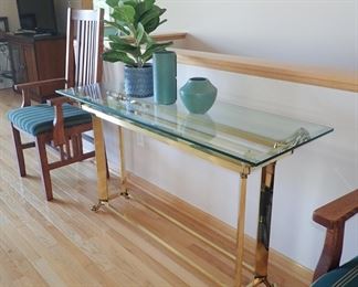 GLASS & BRASS SOFA TABLE