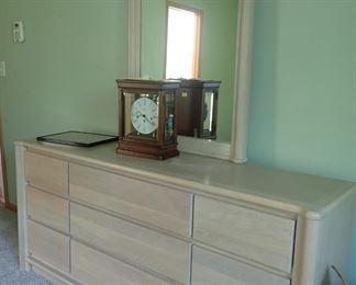 WHITE WASH BEDROOM SET DRESSER WITH MIRROR - TALL DRESSER - 2 - NITE STANDS