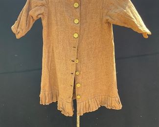 Absolutely precious homespun child’s dress. Hand stitched button holes. Lined with flor sack