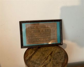 Tiny sampler dated 1822