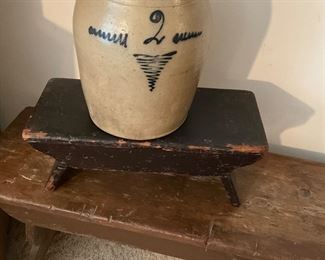 #2 salt glaze crock jar. Cobalt tornado 