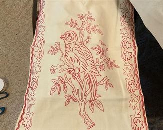Antique Turkey red embroidered towel 