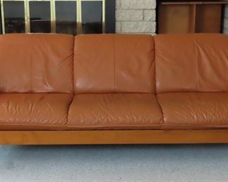 Beautiful Danish Mid-Century Modern 3 Cushion Leather Couch