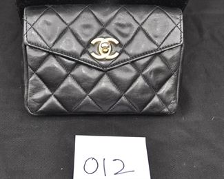 VINTAGE QUILTED BLACK LAMB BELT BAG