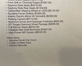 2016 FERRARI CALIFORNIA T CONVERTIBLE WITH 7705 MILES AND $75,000 IN FERRARI EXTRAS AS PER LIST