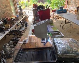 Christmas items on covered patio