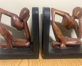 Carved Wooden Bookends