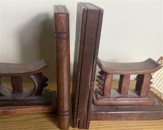 Carved African Wooden Bookends