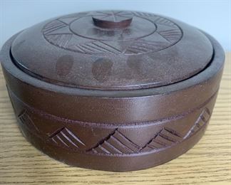Carved African Lidded Bowl