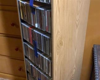 Modern Wooden Rotating CD Storage Shelf