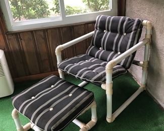 Vintage PVC Chair & Ottoman