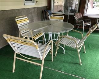 1960's Acrylic Patio Table & Aluminum Tubular Chairs