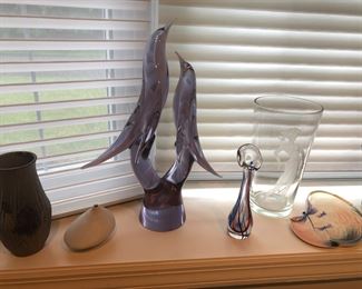 Vases, Art Glass Birds