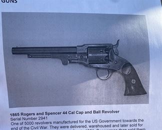 1865 Rogers and Spencer 44 cal Cap and Ball Revolver