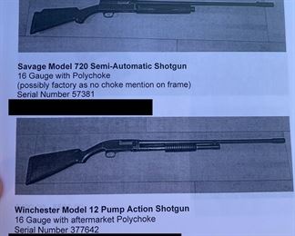 Savage Model 720 , Winchester Model 12 Pump Action