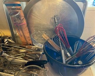Assortment of Kitchen Utensils, Kitchen Whisks