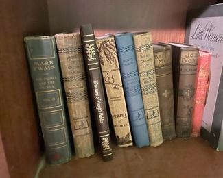 Assortment of Hard Back Vintage Books - Mark Twain - The Prince and the Pauper, Charles Tritten - Heidi's Children & Heidi Grows Up, Louisa May Alcott - Little Women, Jo's Boys, Little Men