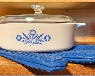 Blue Cornflower Corning Ware Casserole Dish with Lid