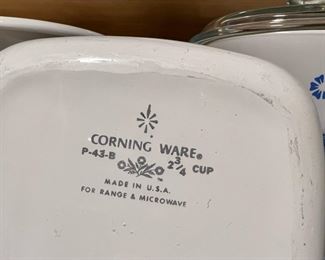 Blue Cornflower Corning Ware - Assortment of Casserole Dishes, Cake Pan, Handled Pan