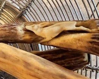 Set of 4 Carved Antler Kitchen Knives with Deer Design