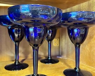 Set of 4 Cobalt Blue Margarita Glasses