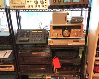 Pioneer Cassette Deck CT F700, Teac AN-180 Noise Reduction Unit, Realistic AX-190 Shortwave Receiver, Realistic Apm-100 Audio Power Meter, Nakamichi 600 Cassette Deck Console Cover, Dual Deck Audio CD Recorder- CDR775