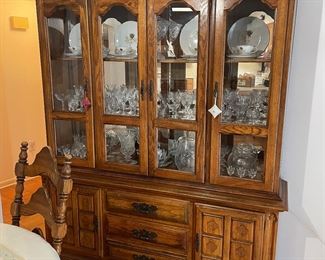 Presale available- all sales final - Pecan finish China cabinet with lights $495 plus sales tax- all items are “as is”