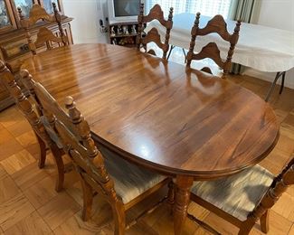 PRESALE ITEM-all sales final-Pecan oblong dining table with 6 chairs in excellent condition.  $ 695 plus sales tax-items are "as is".