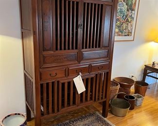 Antique Yellow Cypress China Cabinet from Taiwan - with Purchase documents