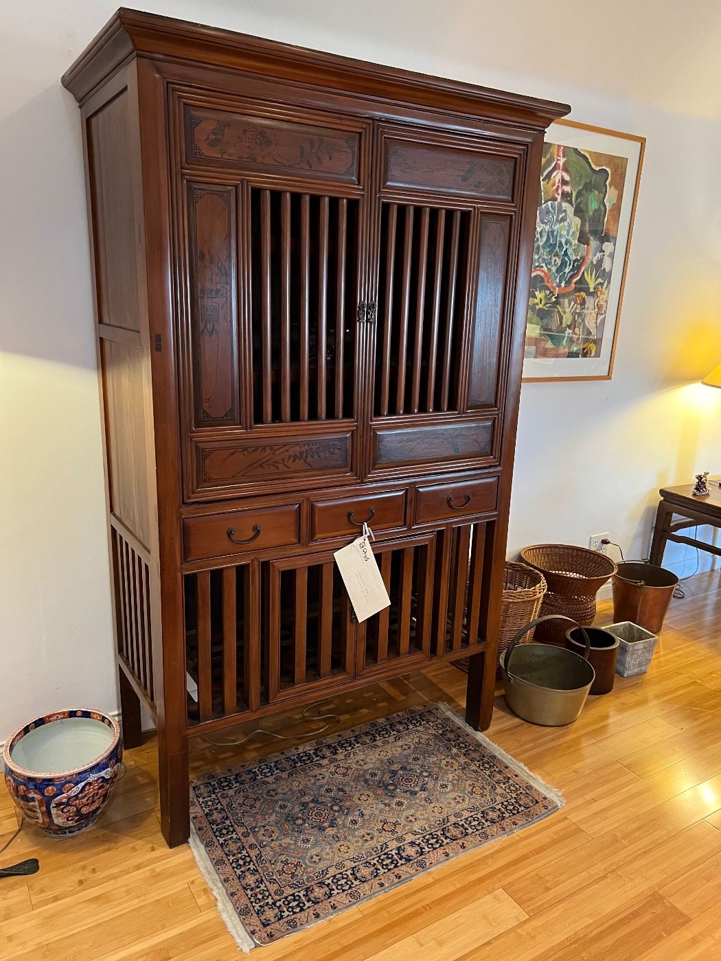Antique Yellow Cypress China Cabinet from Taiwan - with Purchase documents