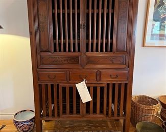 Antique Yellow Cypress China Cabinet from Taiwan - with Purchase documents