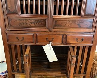 Antique Yellow Cypress China Cabinet from Taiwan - with Purchase documents