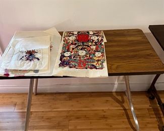 Vintage Asian Prints + Mid Century Modern Folding Table