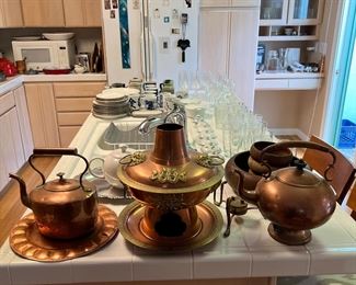 Antique Copper Tea Kettle and Teapot sets