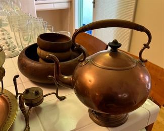 Antique Copper Tea Kettle and Teapot sets