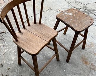 Antique Chair and Stool