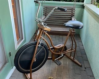 Vintage Exercise Bike + Wooden Swing Bench