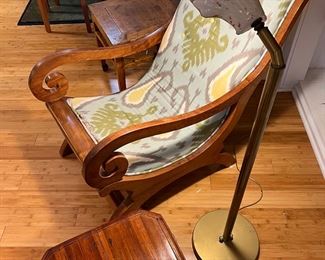 Vintage Lounge Chair + Vintage Seashell Brass Lamp + Antique Asian Chest