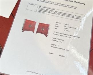 19th Century Ningbo Antique Side Chests w/ Certificate of Authenticity