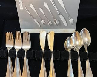 Danish Silversmiths Inc Mid Century Silver Flatware w/ Documents