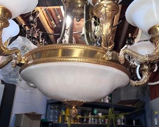 Quality brass and alabaster chandelier