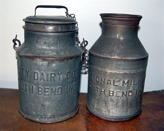 South Bend Indiana Milk Cans about 12 inches tall!